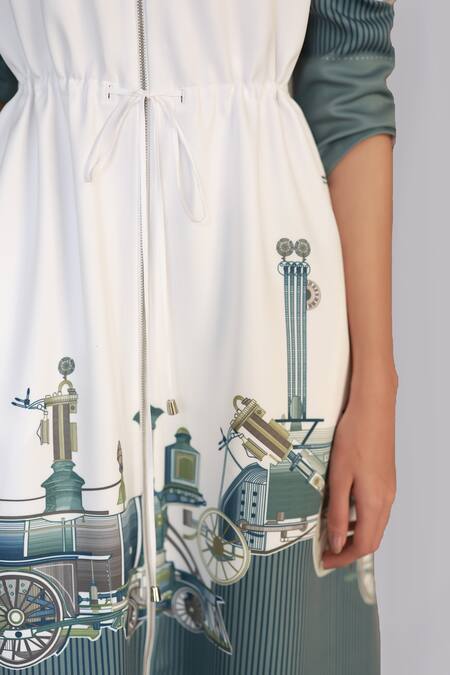 Buy_Anurag Gupta_White Crepe Round Neck Designer Long Dress _Online_at_Aza_Fashions