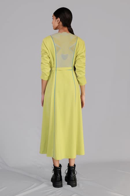 Anurag Gupta Lime Knitted Panel Dress 
