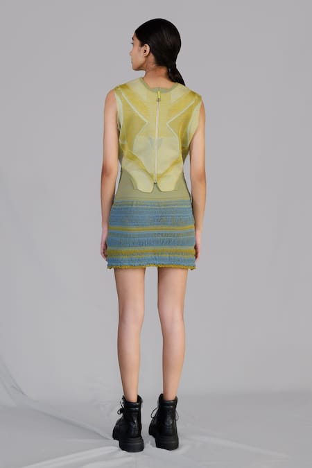 Anurag Gupta Lime Knitted Top & Skirt Set 