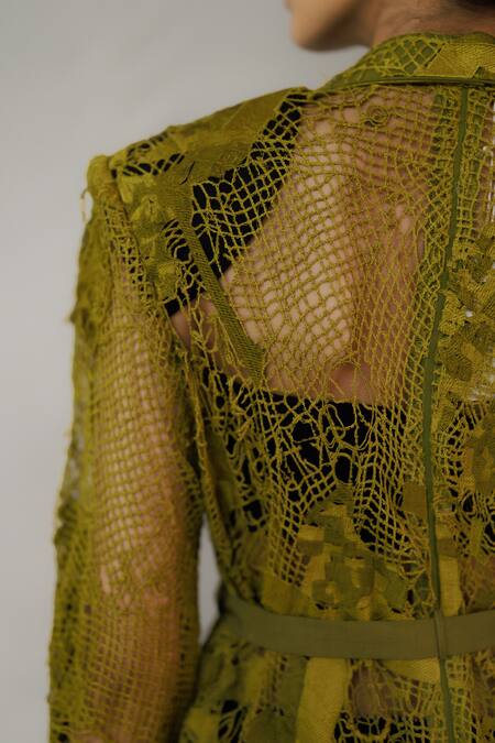 Buy_Anurag Gupta_Yellow Lace Map Embroidery Coat _Online_at_Aza_Fashions