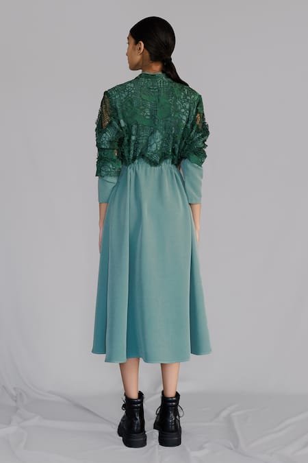 Anurag Gupta Green Map Embroidery Long Dress 