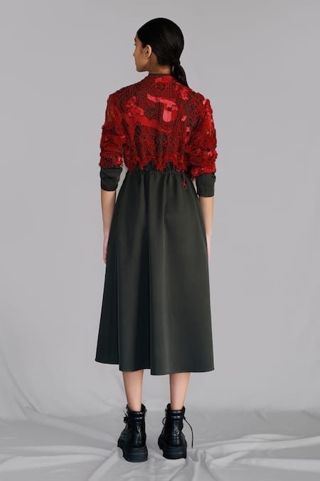 Anurag Gupta Map Embroidery Midi Dress 