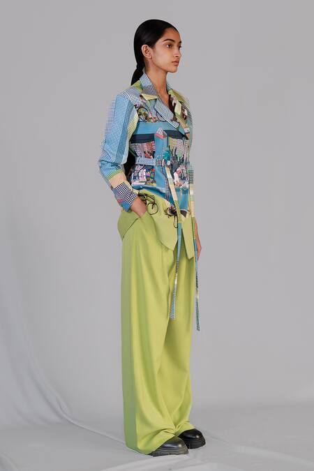 Buy_Anurag Gupta_Multi Color Crepe, Brocade Street Printed Coat Set _Online_at_Aza_Fashions