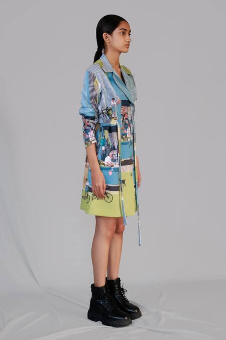 Buy_Anurag Gupta_Multi Color Crepe Collared Street Printed Short Dress _Online_at_Aza_Fashions