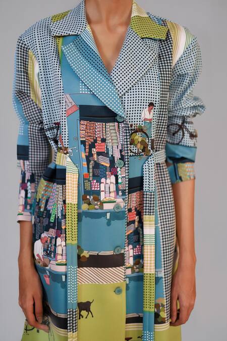 Shop_Anurag Gupta_Multi Color Crepe Collared Street Printed Short Dress _Online_at_Aza_Fashions