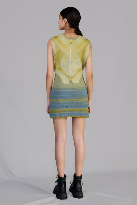 Anurag Gupta Lime Knitted Skirt 