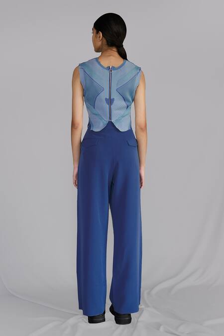 Anurag Gupta Blue Pleated Pants 