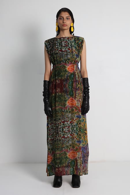 Forty Four Multi Color Hand Embroidered Dress 