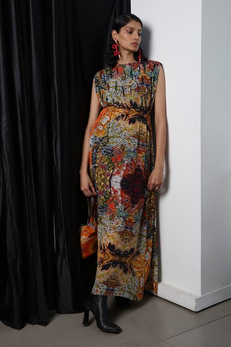 Forty Four Multi Color Hand Embroidered Dress 