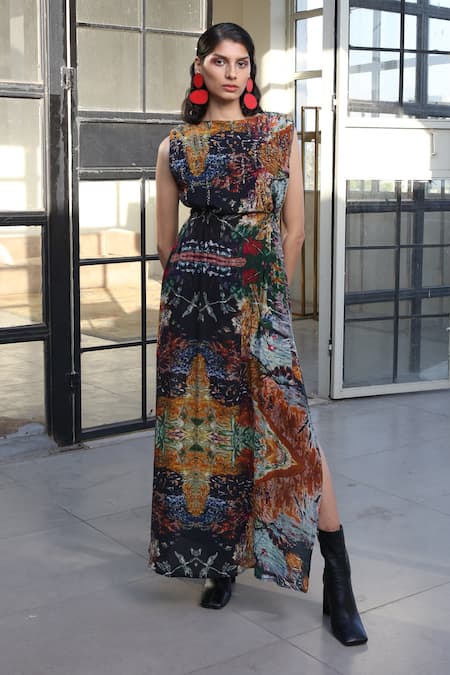 Forty Four Multi Color Hand Embroidered Dress 