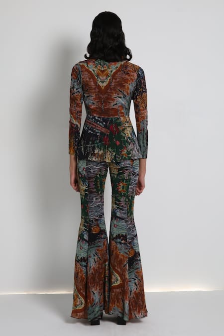 Forty Four Multi Color Hand Embroidered Jacket Set 