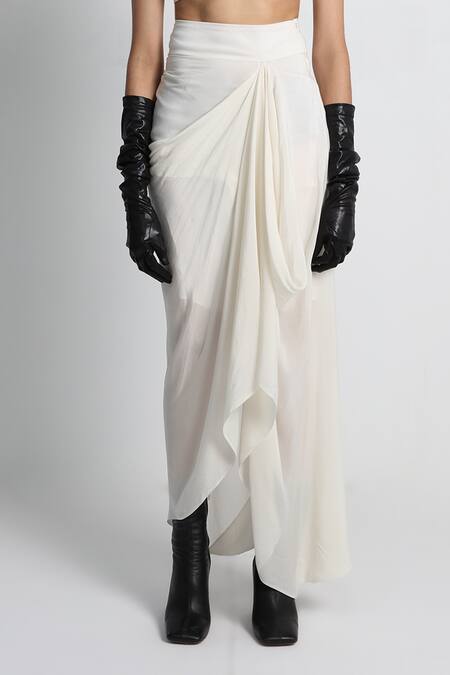 Buy_Forty Four_White Crepe, Cotton, Lycra V-neck Multi Color Hand Embroidered Jacket Set _Online_at_Aza_Fashions