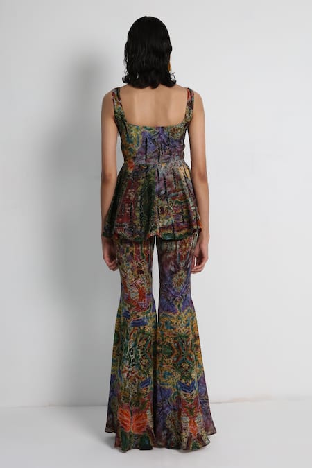 Forty Four Multi Color Hand Embroidered Tunic Sharara Set 