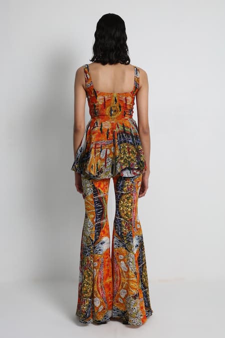 Forty Four Multi Color Hand Embroidered Tunic Sharara Set 