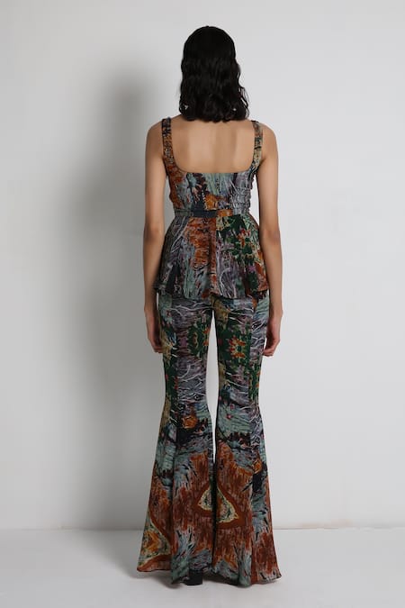 Forty Four Multi Color Hand Embroidered Tunic Sharara Set 