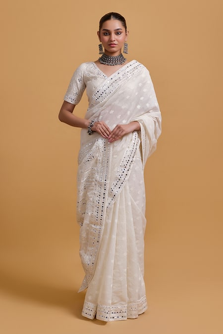 Gulabo by Abu Sandeep Designer Off White Saree Blouse 