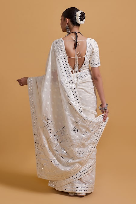 Gulabo By Abu Sandeep Designer Off White Saree Blouse 