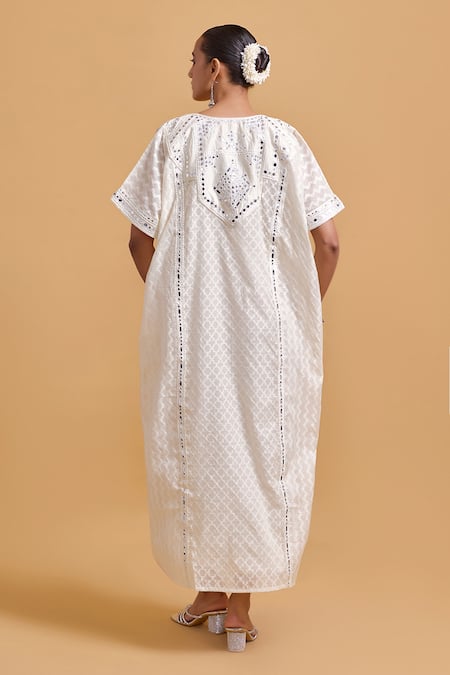 Gulabo By Abu Sandeep Embroidered Off White Kaftan Set 