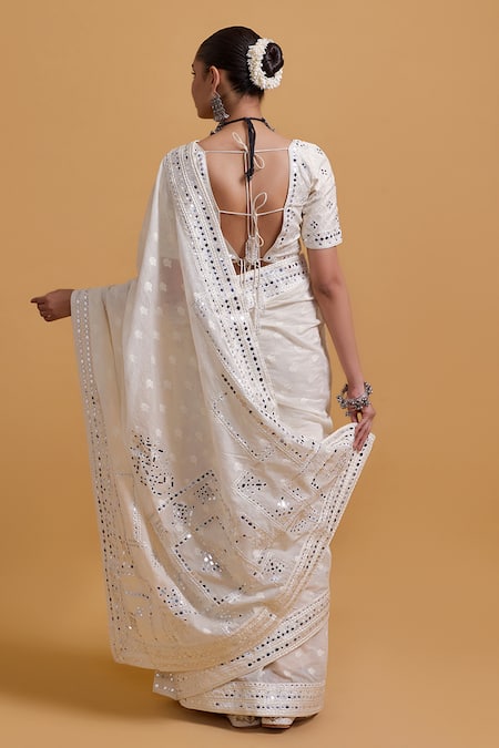 Gulabo By Abu Sandeep Designer Off White Cotton Saree 