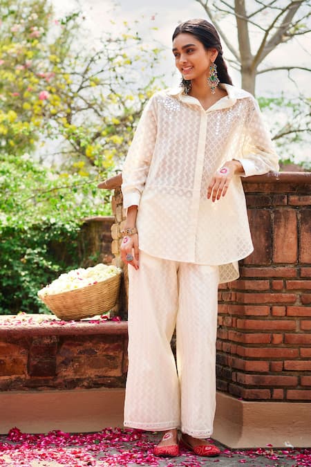 Gulabo by Abu Sandeep Designer Off White Shirt 