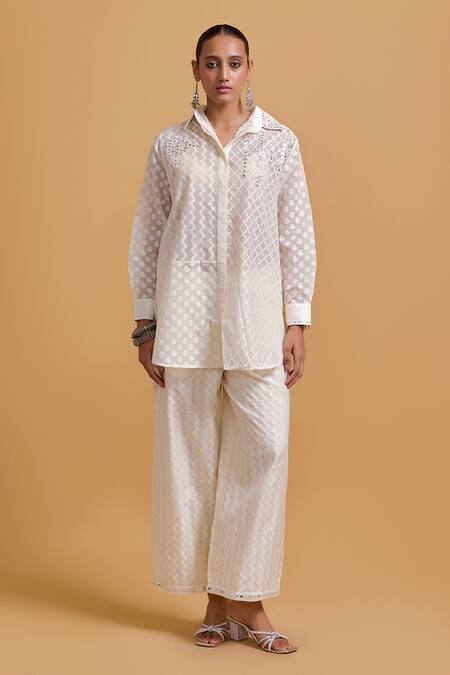 Gulabo By Abu Sandeep Off White Cotton Designer Pant Online at Aza Fashions Gulabo By Abu Sandeep_Off White Cotton Designer Pant _Online_at_Aza_Fashions