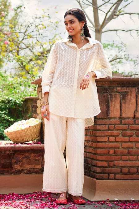 Gulabo by Abu Sandeep Off White Designer Pant  
