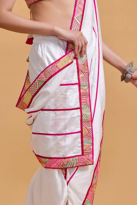 Gulabo By Abu Sandeep_Multi Color Chanderi Embroidery Scoop Neck Designer Blouse _at_Aza_Fashions