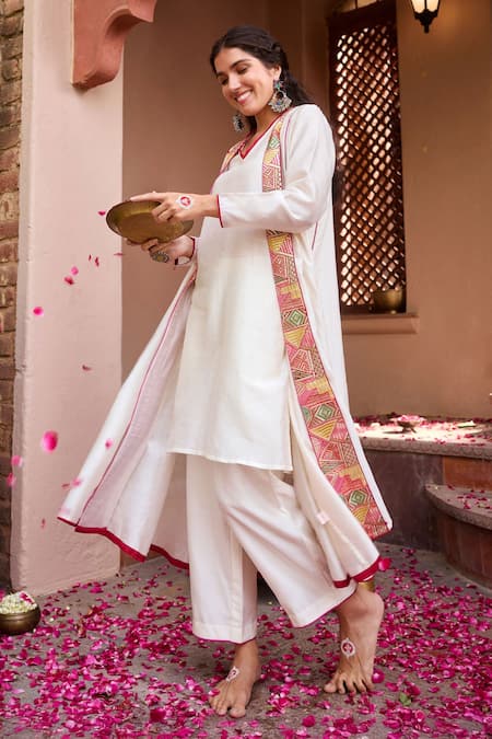 Gulabo by Abu Sandeep Chanderi Jacket Kurta Pant Set 