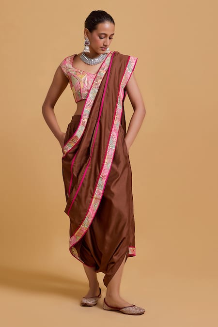 Gulabo by Abu Sandeep Designer Chanderi Dhoti Saree 