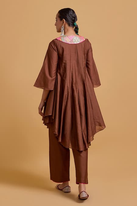 Gulabo By Abu Sandeep Chanderi Embroidered Kurta Pant Set 