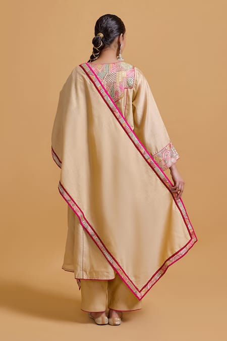 Gulabo By Abu Sandeep Beige Chanderi Dupatta  