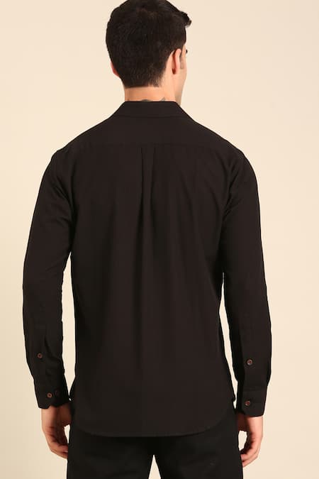 Mayank Modi - Men Designer Black Malai Cotton Shirt