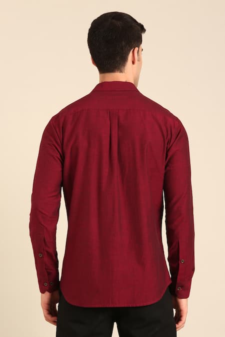 Mayank Modi - Men Designer Maroon Malai Cotton Shirt