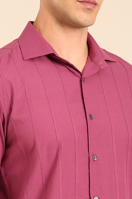 Mayank Modi - Men Purple Cotton Light Malai Shirt Online at Aza Fashions Mayank Modi - Men_Purple Cotton Light Malai Shirt _Online_at_Aza_Fashions