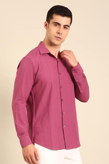 Shop Mayank Modi - Men Purple Cotton Light Malai Shirt Online at Aza Fashions Shop_Mayank Modi - Men_Purple Cotton Light Malai Shirt _Online_at_Aza_Fashions