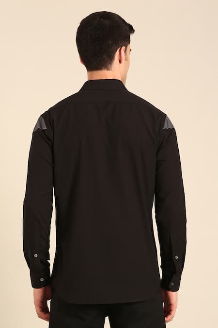 Mayank Modi - Men Black Charcoal Malai Cotton Shirt