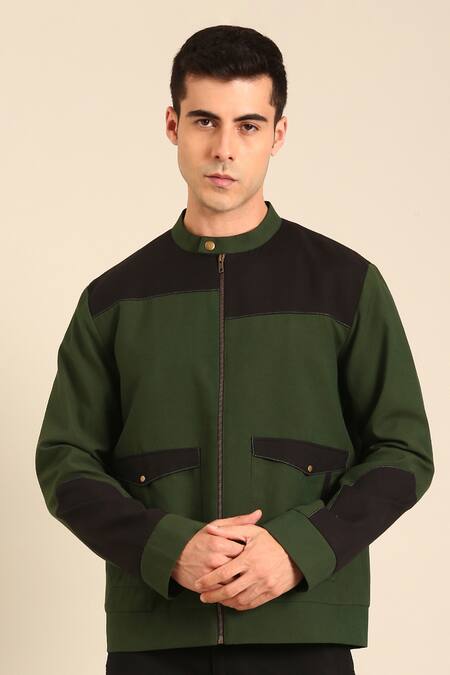 Buy Mayank Modi - Men Green Cotton Malai Bomber Jacket Online at Aza Fashions Buy_Mayank Modi - Men_Green Cotton Malai Bomber Jacket _Online_at_Aza_Fashions
