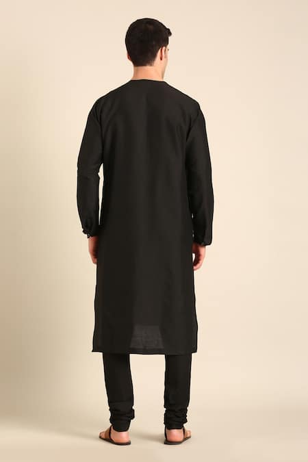Mayank Modi - Men Black-Brown Silk Cotton Kurta  