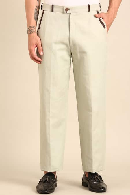 Mayank Modi - Men Green Linen Trouser 