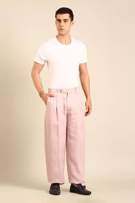 Mayank Modi - Men Mauve Silk Linen Trouser 