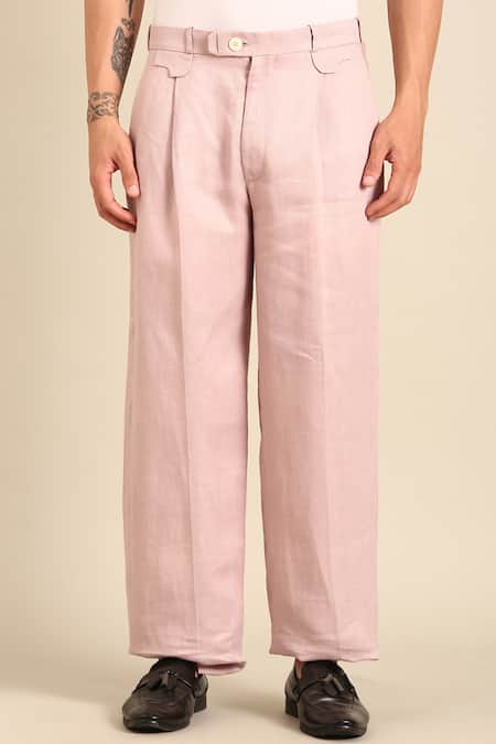 Mayank Modi - Men Mauve Silk Linen Trouser 