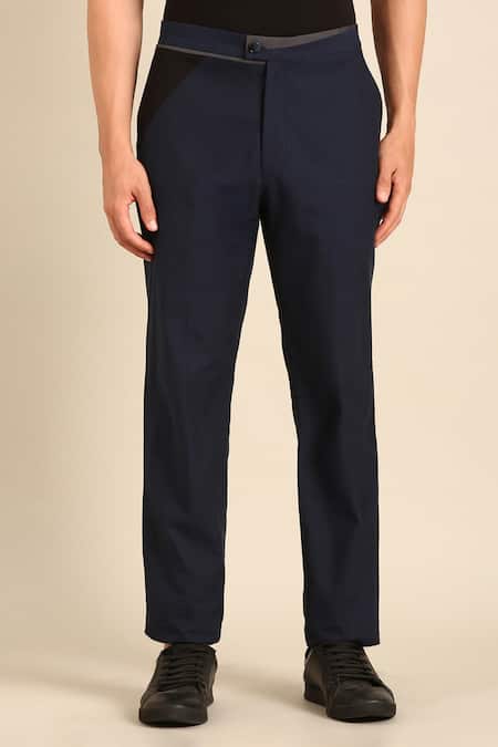 Mayank Modi - Men Designer Blue Malai Cotton Trouser 