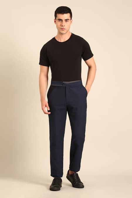 Mayank Modi - Men Designer Blue Malai Cotton Trouser 
