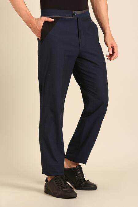 Mayank Modi - Men Blue Cotton Designer Malai Trouser at Aza Fashions Mayank Modi - Men_Blue Cotton Designer Malai Trouser _at_Aza_Fashions