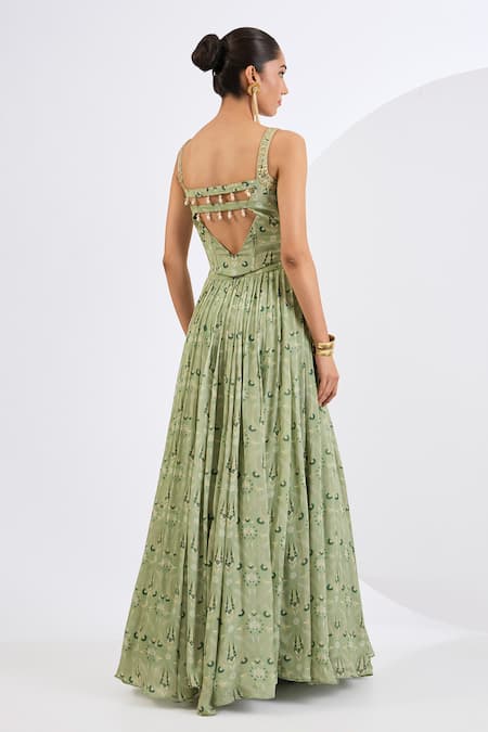 Neha Khullar Mosaic Print Hand Embroidered Lehenga Set 