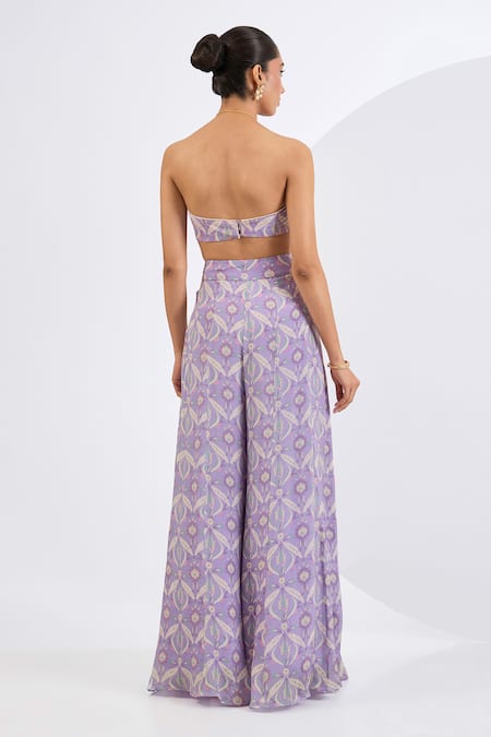 Neha Khullar Lilac , Chiffon, , Mosaic Print Cape Sharara Set Online at Aza Fashions Neha Khullar_Lilac , Chiffon, , Mosaic Print Cape Sharara Set _Online_at_Aza_Fashions