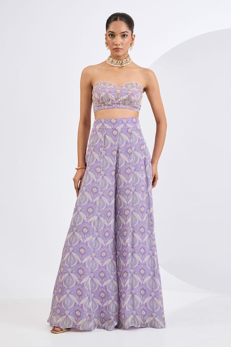 Buy Neha Khullar Lilac , Chiffon, , Mosaic Print Cape Sharara Set Online at Aza Fashions Buy_Neha Khullar_Lilac , Chiffon, , Mosaic Print Cape Sharara Set _Online_at_Aza_Fashions