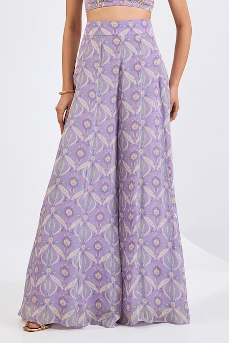 Shop Neha Khullar Lilac , Chiffon, , Mosaic Print Cape Sharara Set Online at Aza Fashions Shop_Neha Khullar_Lilac , Chiffon, , Mosaic Print Cape Sharara Set _Online_at_Aza_Fashions