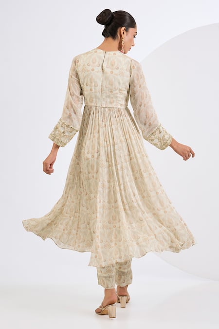 Neha Khullar Ivory Mosaic Print Anarkali Set 