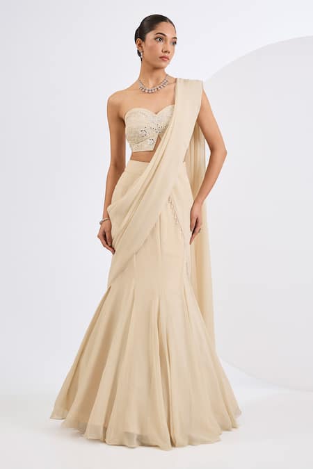 Neha Khullar Antique White Cutdana Embroidered Lehenga Set 